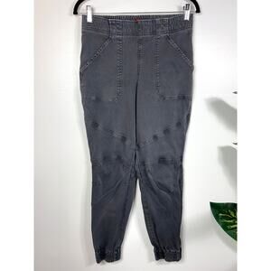 Spanx Blackwash Stretch Twill Cargo Jogger Zipper Hem Detail Large